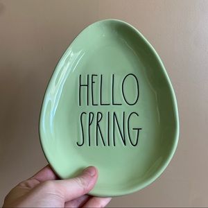 Rae Dunn - HELLO SPRING - Egg Shaped Plate - Mint